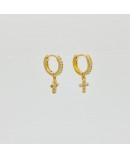 BOUCLES D'OREILLES - MINI CREOLES CROIX -
