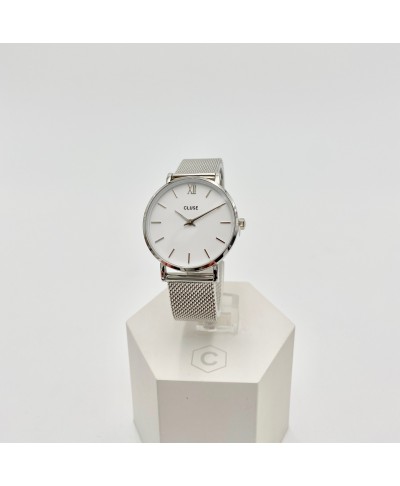 Montre CLUSE Minuit Mesh White Silver